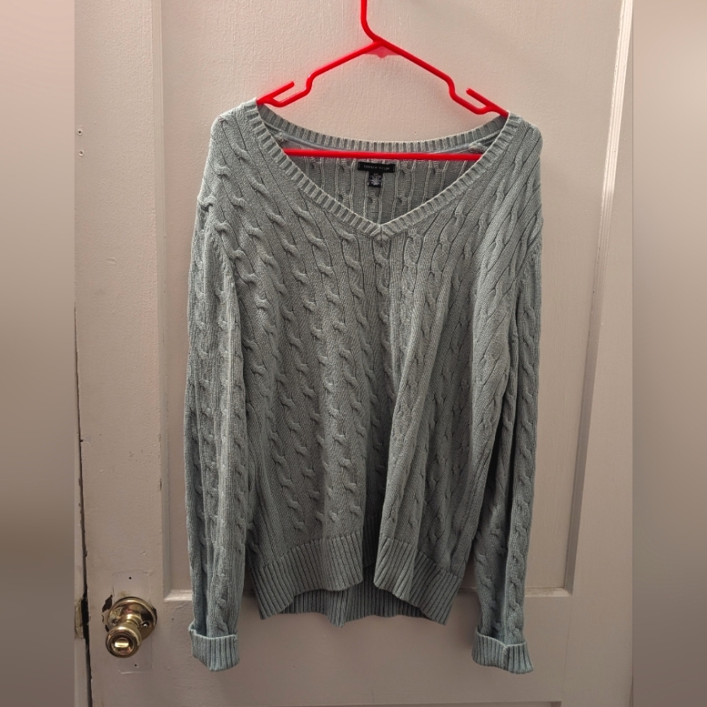 Women's Mint Colored Cable Knit Sweater